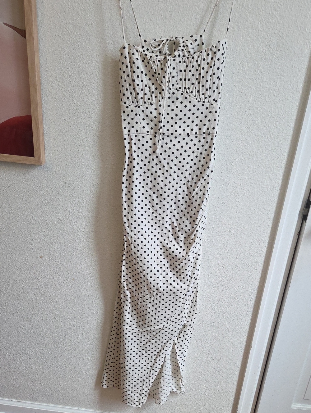 Zara White Maxi Dress with Black Polka Dots